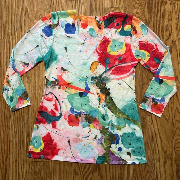 Amma Design In LA Watercolor Top Art To Wear Wearable Art Multicolor - Picture 6 of 6
